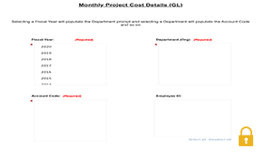 Monthly Project Cost Detail – GL