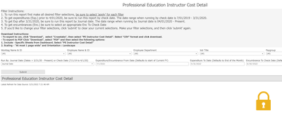 PE Instructor Cost Detail